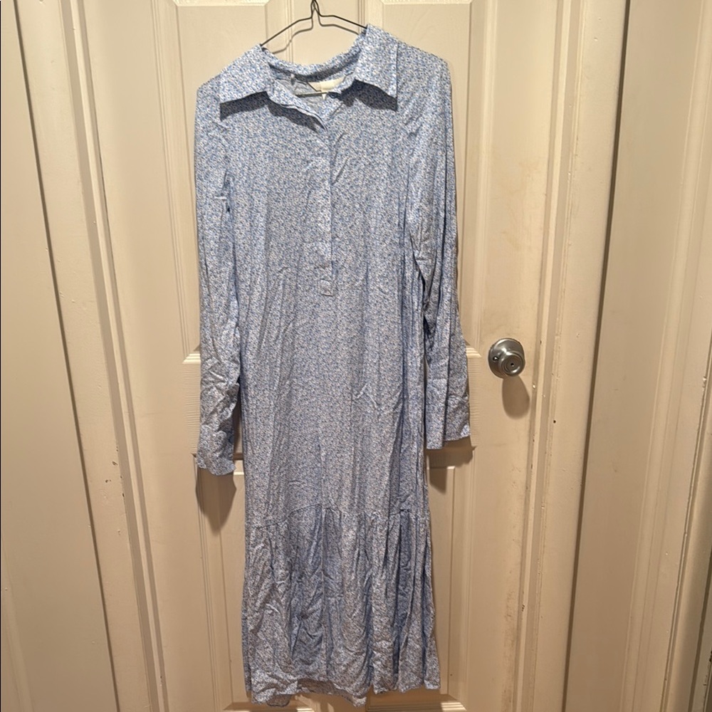H&M Blue Long Sleeve Shirt Dress